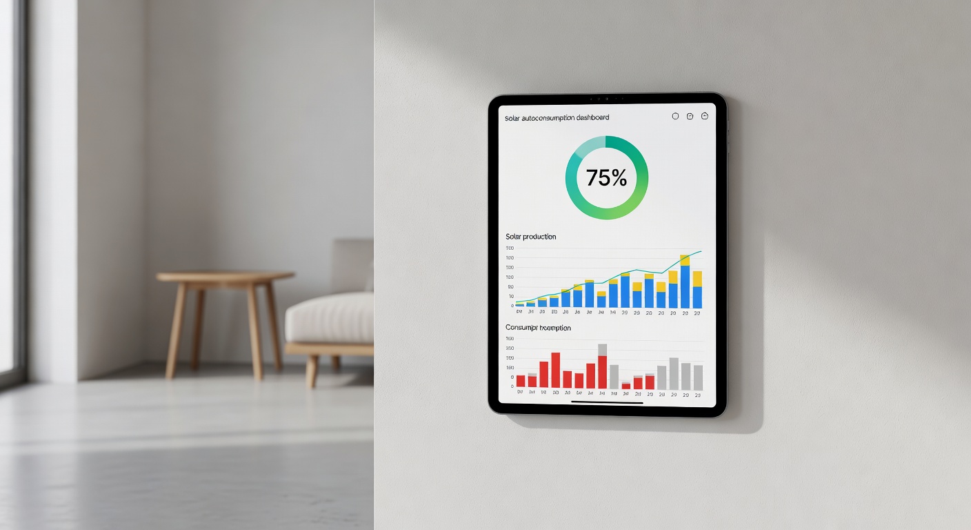 Graphique montrant la courbe de production solaire et consommation domestique sur 24h