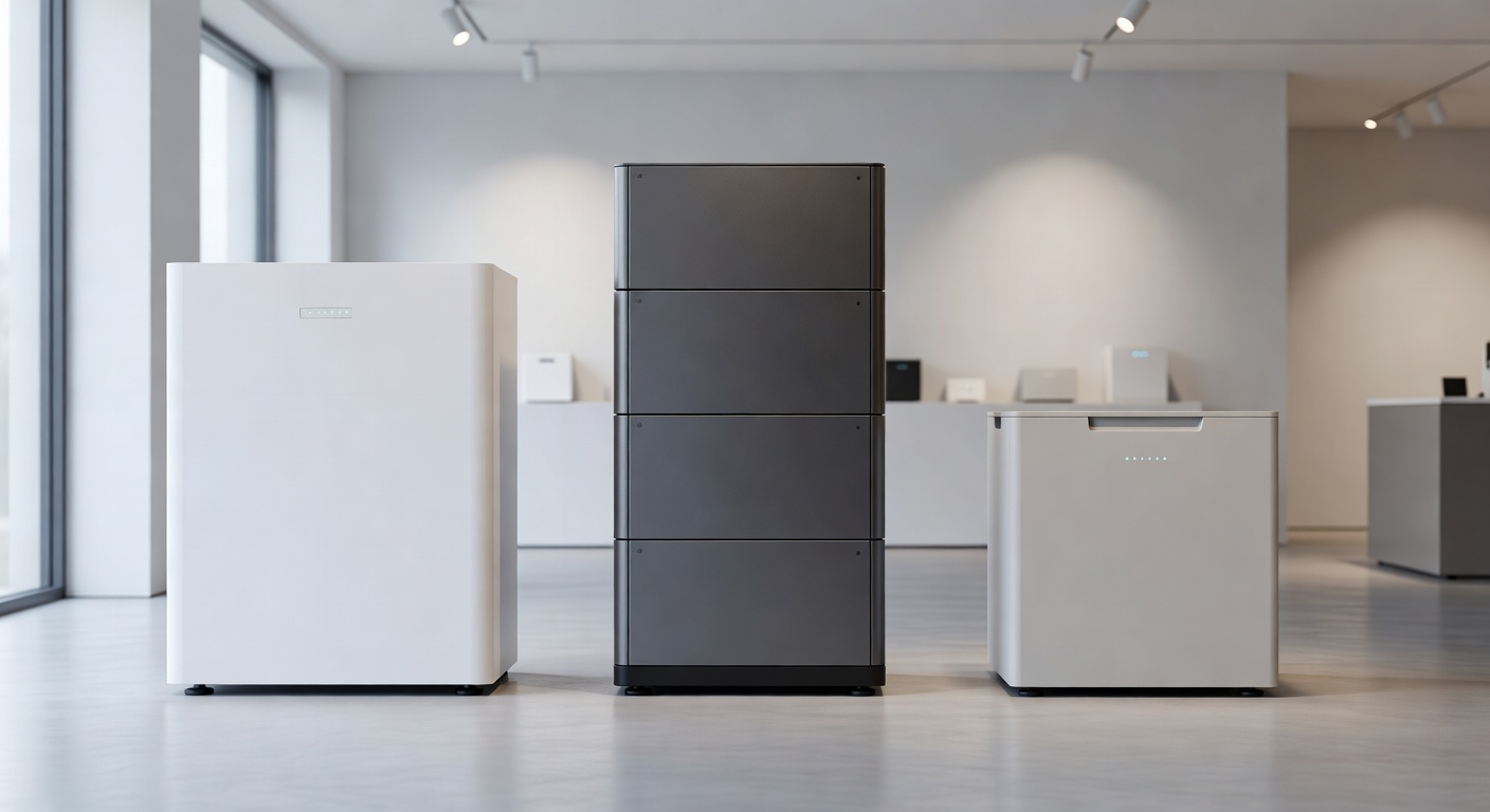 Quatre batteries domestiques Tesla Powerwall, Huawei LUNA, BYD et Enphase comparées côte à côte