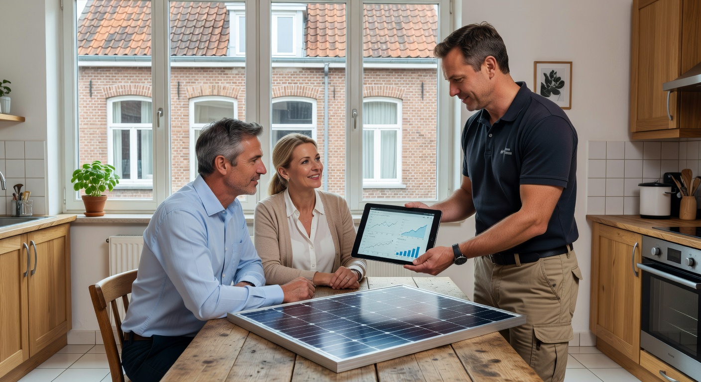 Calculatrice et devis pour panneaux solaires posés sur une table