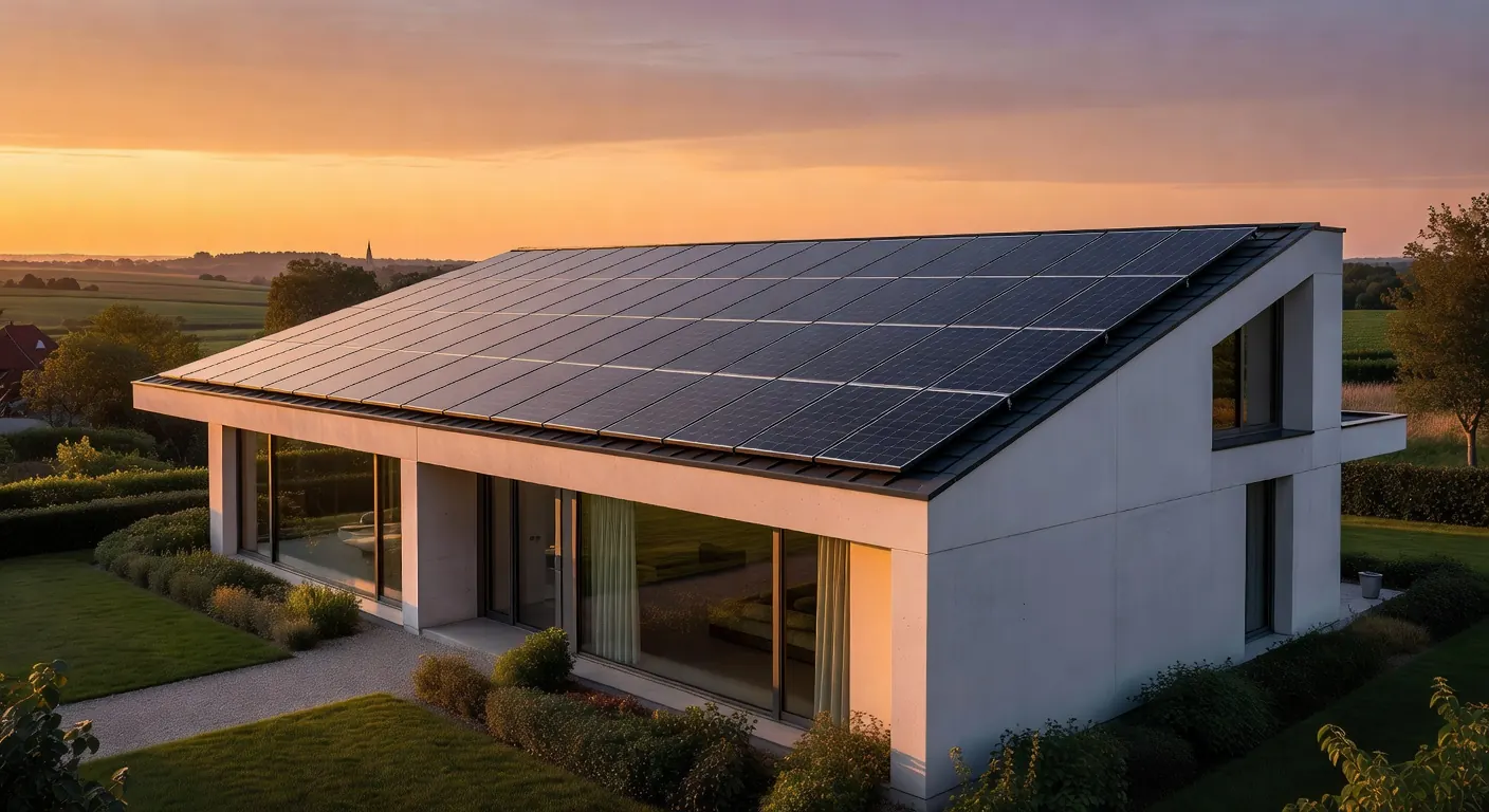 Panneaux solaires sur toit belge avec logo aides 2026