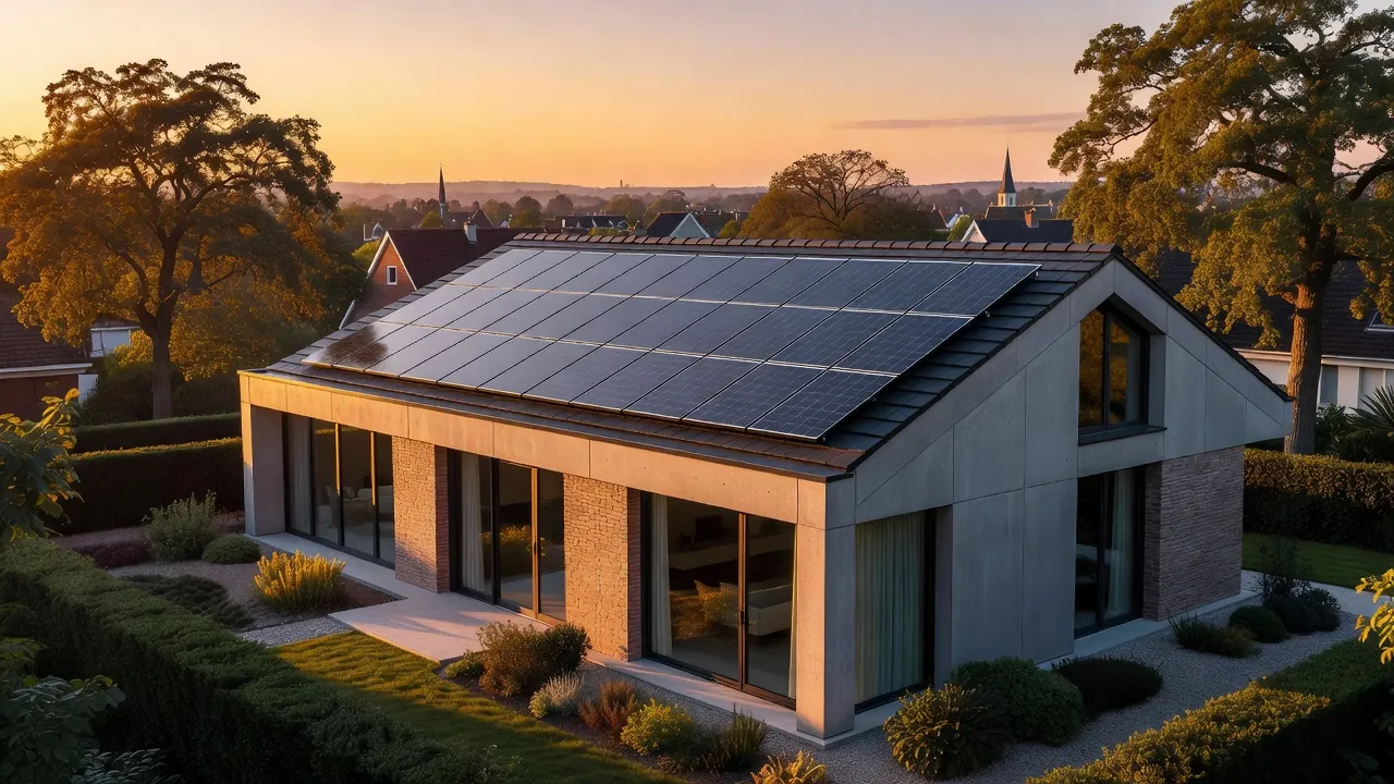 Panneaux solaires intégrés à une maison connectée moderne en 2026