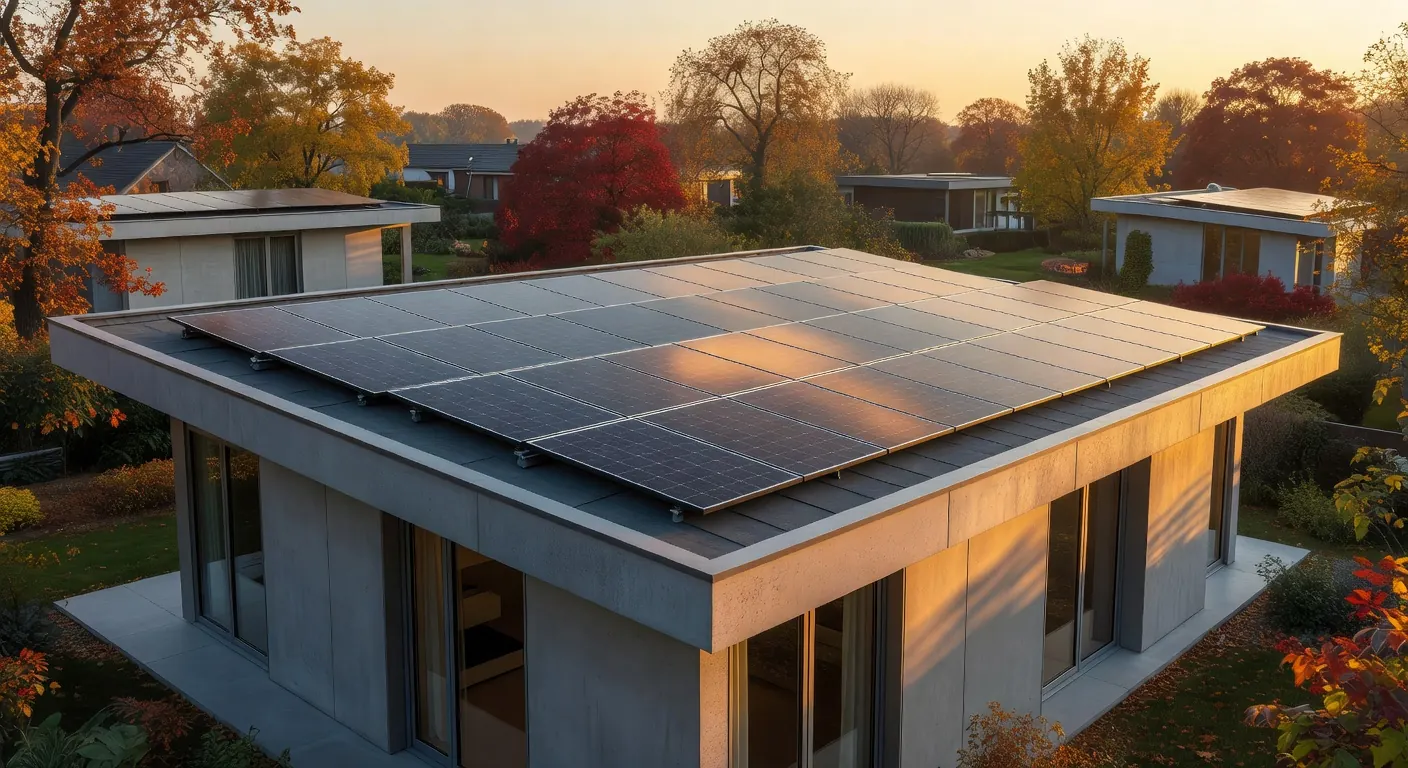 Panneaux solaires en fonctionnement sur un toit avec schéma d'installation