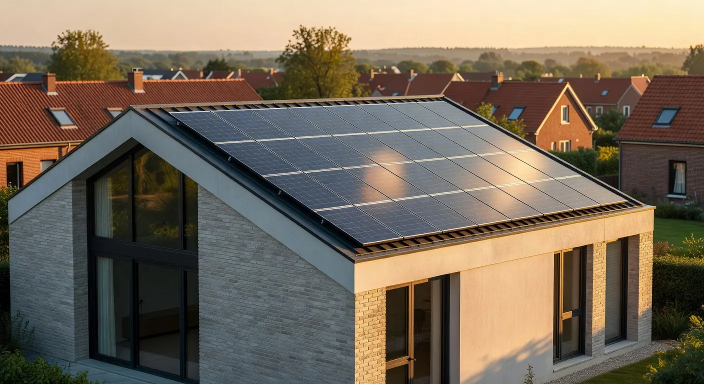 Illustration d'une installation de panneaux solaires en saison optimale